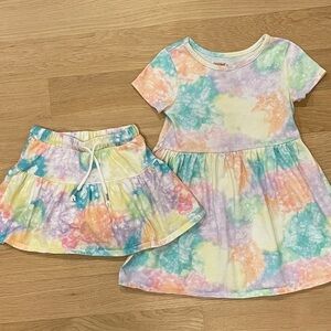 Cat & Jack Pastel Tie-Dye Dress snd skort